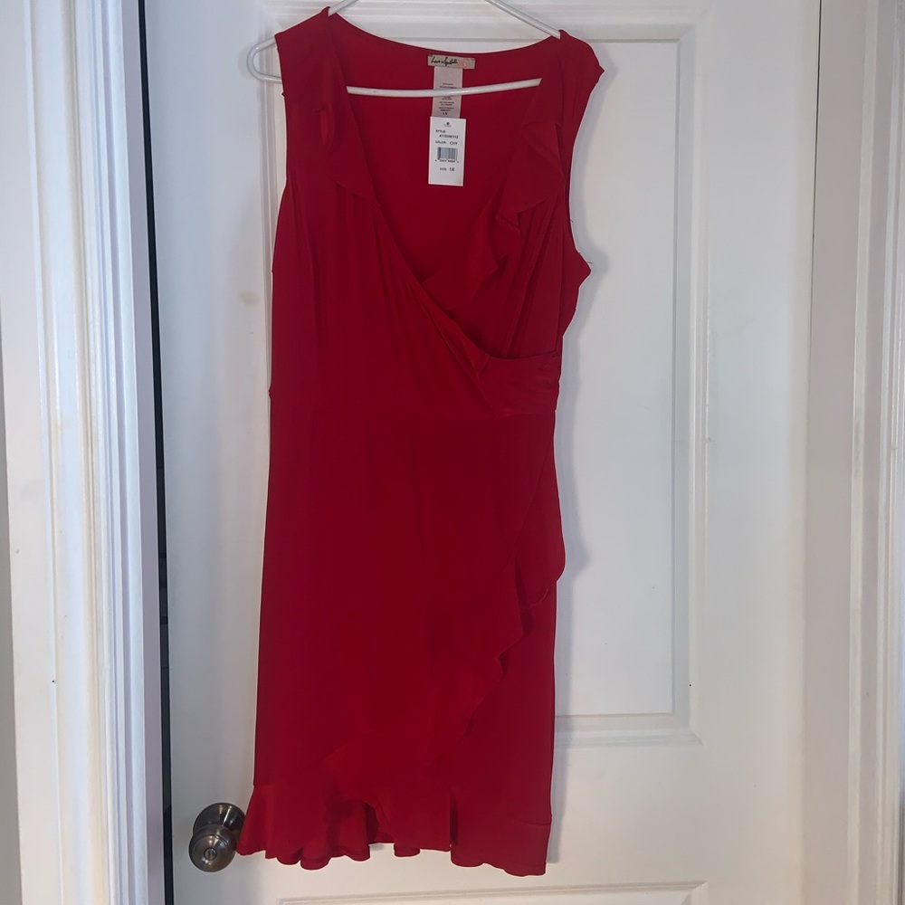 Ruffled Wrap Red Dress